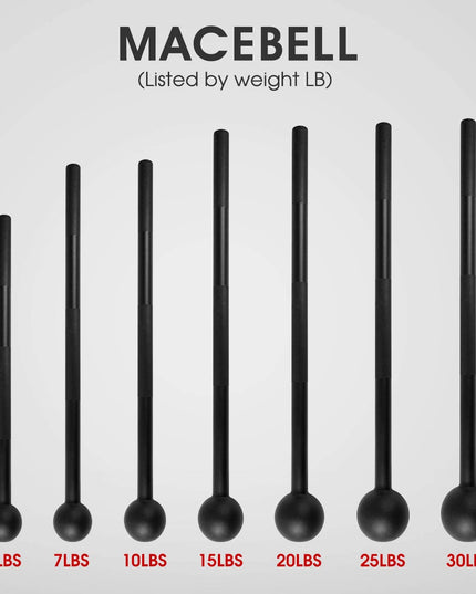 Steel Mace Bell for Strength Training - Support Full Body, Muscles, Shoulder, Grips & Forearms Workouts to Rehabilitation, Stretching 5, 7, 10, 15, 20, 25, 30Lb for Woman & Man
