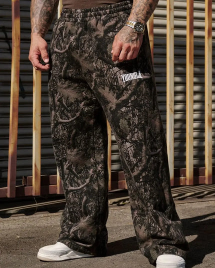 2025 American Trendy Brand Digital Camouflage Print Straight-Leg Sports Fitness Loose and Versatile Wide-Leg Trousers