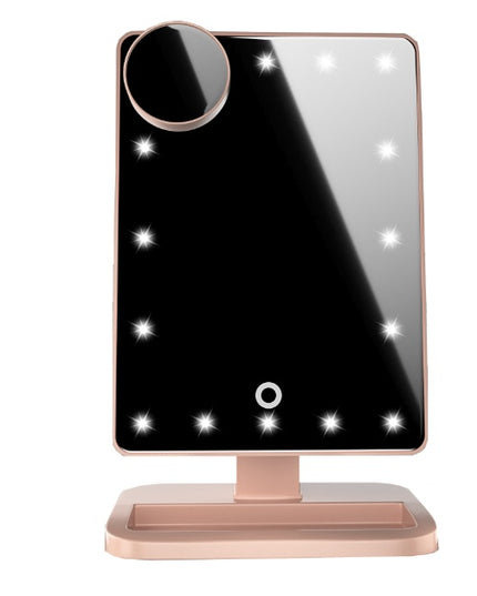 Touch Screen Makeup Mirror With 20 LED Light Bluetooth Music Speaker