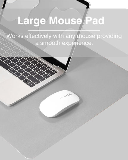 Dual Sided Desk Pad, Large Desk Mat, Waterproof Desk Blotter Protector Mouse Pad, Leather Desk Pad Large for Keyboard and Mouse (36" X 17", Gray/Sliver)