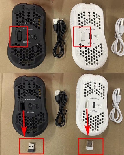 2.4G Wireless Mouse with RGB Backlit 6-Button 3-Speed DPI Type C Rechargeable Ergonomic Honeycomb Design Gaming Mouse