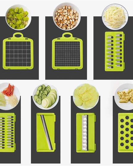 Vegetable Chopper Mandoline Slicer Cutter Chopper and Grater 12 in 1 Vegetable Slicer Cheese Slicer Onion Chopper Gray