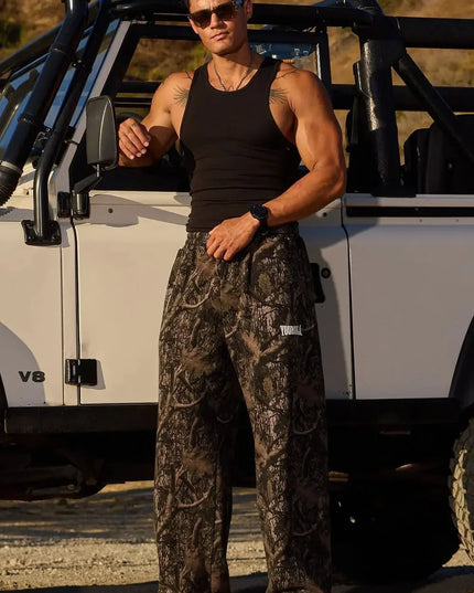 2025 American Trendy Brand Digital Camouflage Print Straight-Leg Sports Fitness Loose and Versatile Wide-Leg Trousers