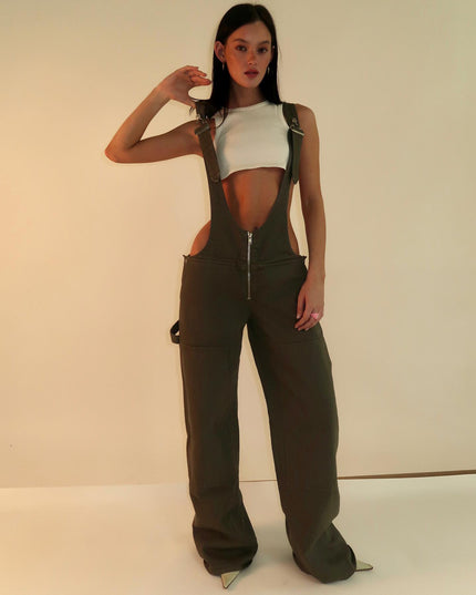 Denim Overalls with Pockets Fashion Loose Suspender Jumpsuit Streetwear Jeans Pants