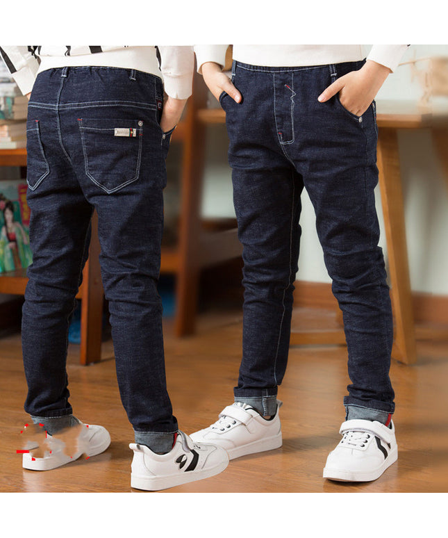 Children's Clothing, Boys' Jeans With Thick Fleece, Winter Children's Casual Wear