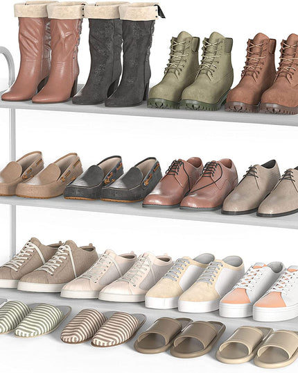 3-Tier Shoe Rack, Fabric Shoe Shelf for Closet Bedroom Entryway (Light Gray)