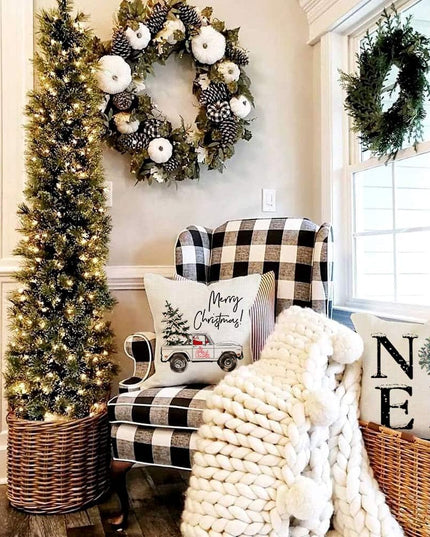 Christmas Pillow Covers 16X16 Set of 4, Home Noel Truck Christmas