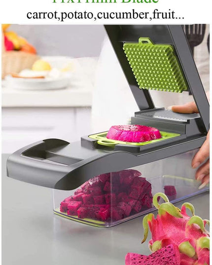 Vegetable Chopper Mandoline Slicer Cutter Chopper and Grater 12 in 1 Vegetable Slicer Cheese Slicer Onion Chopper Gray