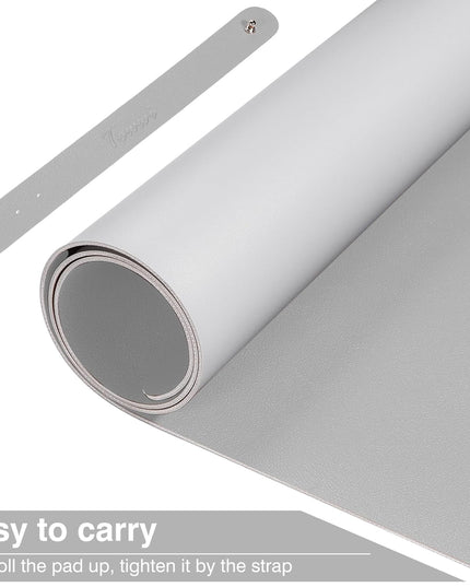 Dual Sided Desk Pad, Large Desk Mat, Waterproof Desk Blotter Protector Mouse Pad, Leather Desk Pad Large for Keyboard and Mouse (36" X 17", Gray/Sliver)
