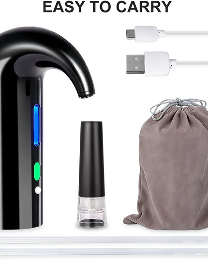 Electric Wine Aerator, Electric Wine Pourer and Wine Dispenser Pump, Multi-Smart Automatic Filter Wine Dispenser with USB Rechargeable for Travel, Home and Bar(Black)