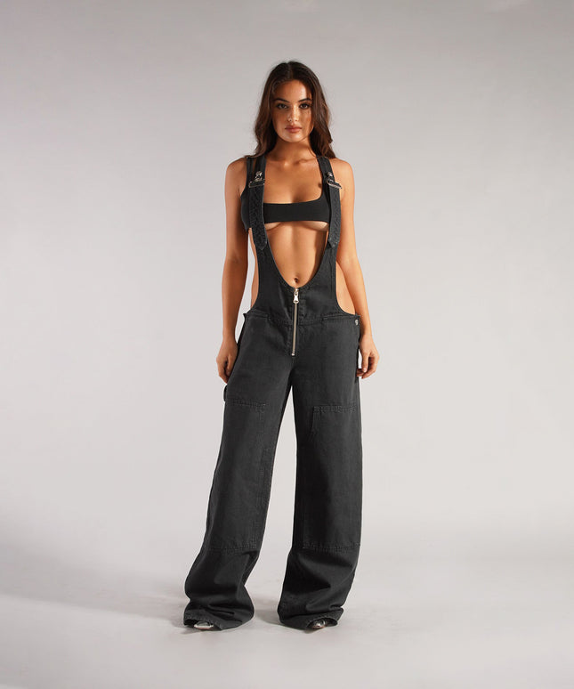 Denim Overalls with Pockets Fashion Loose Suspender Jumpsuit Streetwear Jeans Pants