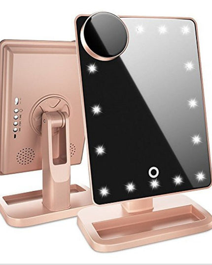 Touch Screen Makeup Mirror With 20 LED Light Bluetooth Music Speaker