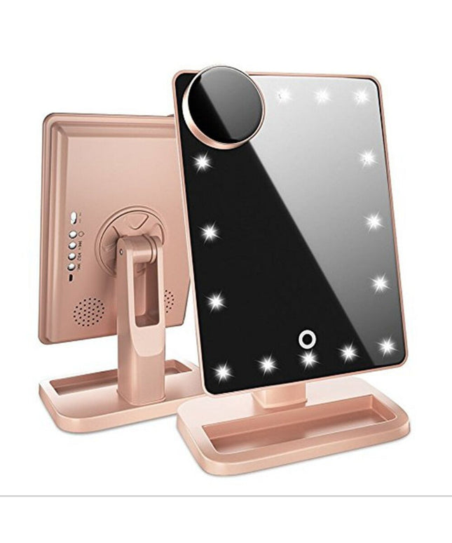 Touch Screen Makeup Mirror With 20 LED Light Bluetooth Music Speaker