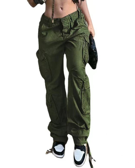Trousers With Pockets Low Waist Overalls Cargo Pants