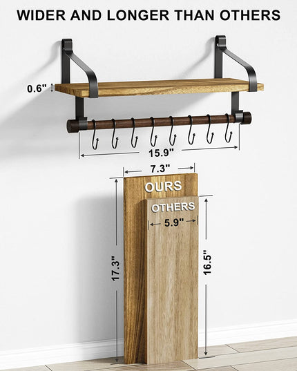 Floating Shelf Wall Shelf for Storage Rustic Wood Kitchen