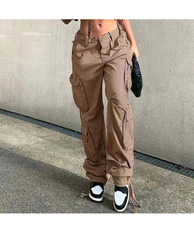 Trousers With Pockets Low Waist Overalls Cargo Pants