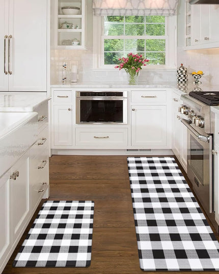 anti Fatigue Kitchen Mat Set of 2, Farmhouse Kitchen Rugs Non Skid Washable, Cushioned Kitchen Mats for Floor, Waterproof Memory Foam Kitchen Floor Mats, Standing Desk Mat Kitchen Runner Carpet