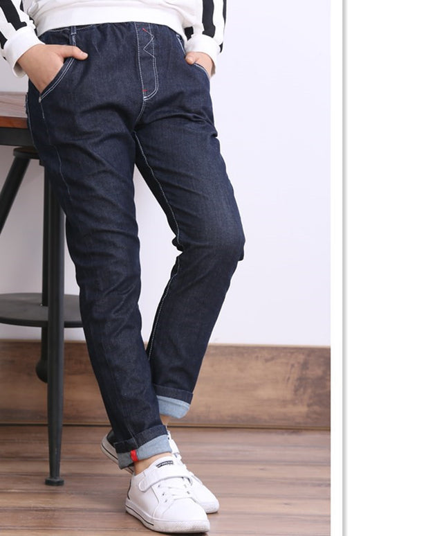 Children's Clothing, Boys' Jeans With Thick Fleece, Winter Children's Casual Wear