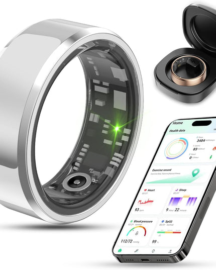 2025 Smart Health Tracker Ring for Men & Women - IP68 Waterproof Fitness & Sleep Monitor with Heart Rate, Blood Oxygen, Steps, Distance, Calories, Air Shutter & 7-Day Charging Case - Silver #10