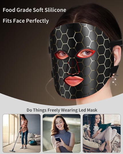 Revitalize Your Skin with the 7-Color LED Anti-Aging Facial Mask - Black