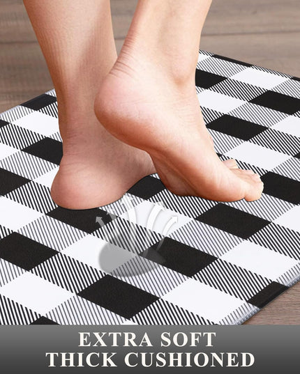 anti Fatigue Kitchen Mat Set of 2, Farmhouse Kitchen Rugs Non Skid Washable, Cushioned Kitchen Mats for Floor, Waterproof Memory Foam Kitchen Floor Mats, Standing Desk Mat Kitchen Runner Carpet
