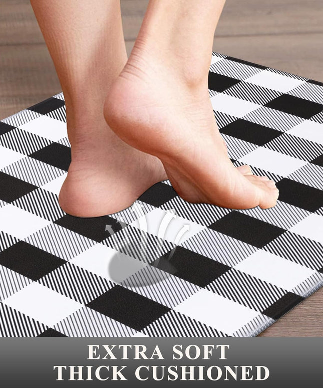 anti Fatigue Kitchen Mat Set of 2, Farmhouse Kitchen Rugs Non Skid Washable, Cushioned Kitchen Mats for Floor, Waterproof Memory Foam Kitchen Floor Mats, Standing Desk Mat Kitchen Runner Carpet
