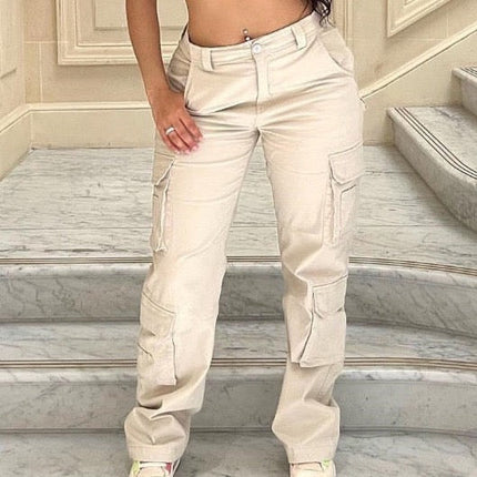 Trousers With Pockets Low Waist Overalls Cargo Pants