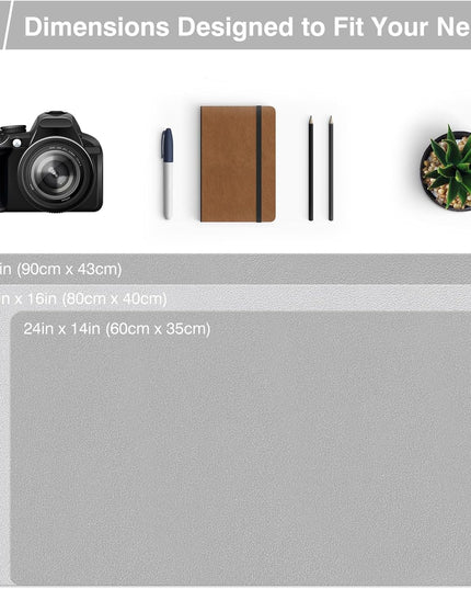 Dual Sided Desk Pad, Large Desk Mat, Waterproof Desk Blotter Protector Mouse Pad, Leather Desk Pad Large for Keyboard and Mouse (36" X 17", Gray/Sliver)