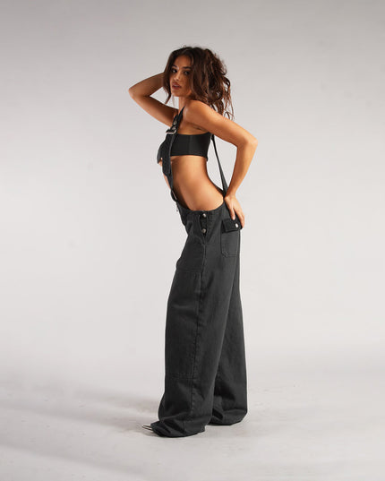 Denim Overalls with Pockets Fashion Loose Suspender Jumpsuit Streetwear Jeans Pants