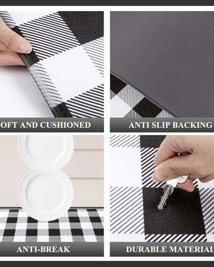 anti Fatigue Kitchen Mat Set of 2, Farmhouse Kitchen Rugs Non Skid Washable, Cushioned Kitchen Mats for Floor, Waterproof Memory Foam Kitchen Floor Mats, Standing Desk Mat Kitchen Runner Carpet