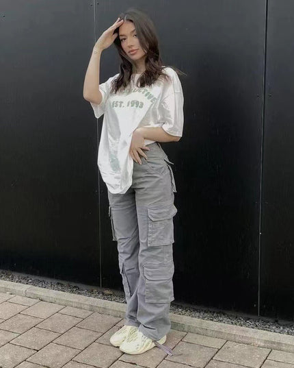 Trousers With Pockets Low Waist Overalls Cargo Pants
