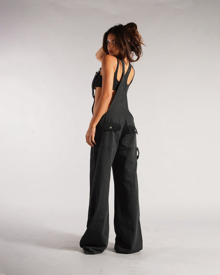 Denim Overalls with Pockets Fashion Loose Suspender Jumpsuit Streetwear Jeans Pants