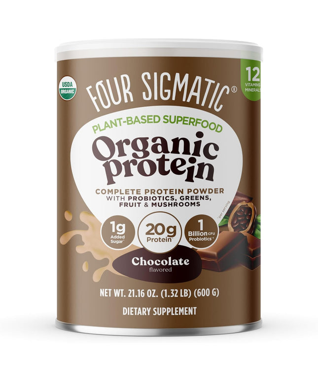 Organic Plant-Based Protein Powder Creamy Cacao Protein with Lion’S Mane, Chaga, Cordyceps and More | Clean Vegan Protein Elevated for Brain Function and Immune Support | 21.16 Oz