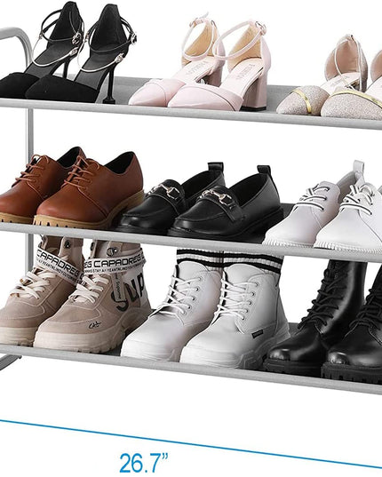 3-Tier Shoe Rack, Fabric Shoe Shelf for Closet Bedroom Entryway (Light Gray)