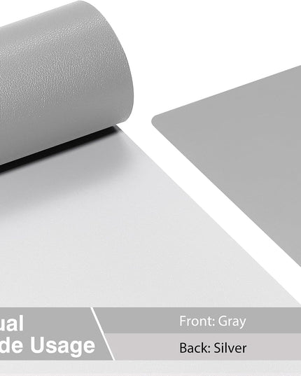 Dual Sided Desk Pad, Large Desk Mat, Waterproof Desk Blotter Protector Mouse Pad, Leather Desk Pad Large for Keyboard and Mouse (36" X 17", Gray/Sliver)
